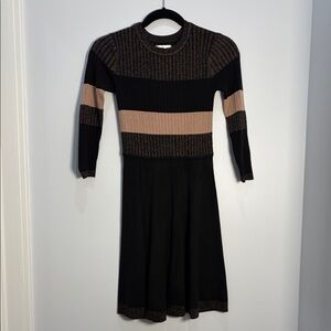 Eliza J Black and Pink Striped Long Sleeve Sweater Dress